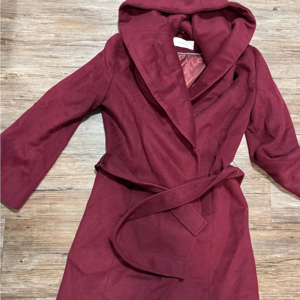 Elegant Burgundy Women's Hooded Robe Jacket winter